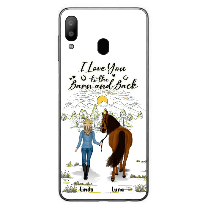 Custom Personalized Horse Girl Phone Case - Upto 6 Horses - Gift Idea for Horse Lovers - I Love You To The Barn & Back - Case for iPhone/Samsung