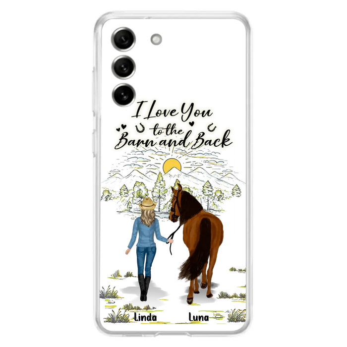 Custom Personalized Horse Girl Phone Case - Upto 6 Horses - Gift Idea for Horse Lovers - I Love You To The Barn & Back - Case for iPhone/Samsung