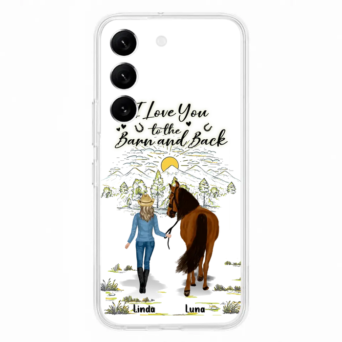 Custom Personalized Horse Girl Phone Case - Upto 6 Horses - Gift Idea for Horse Lovers - I Love You To The Barn & Back - Case for iPhone/Samsung