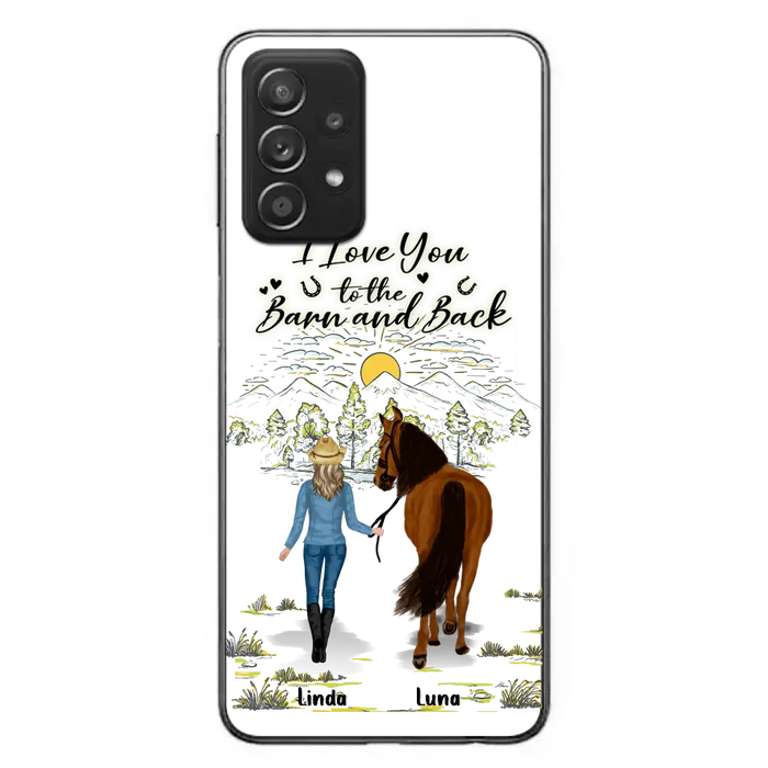 Custom Personalized Horse Girl Phone Case - Upto 6 Horses - Gift Idea for Horse Lovers - I Love You To The Barn & Back - Case for iPhone/Samsung