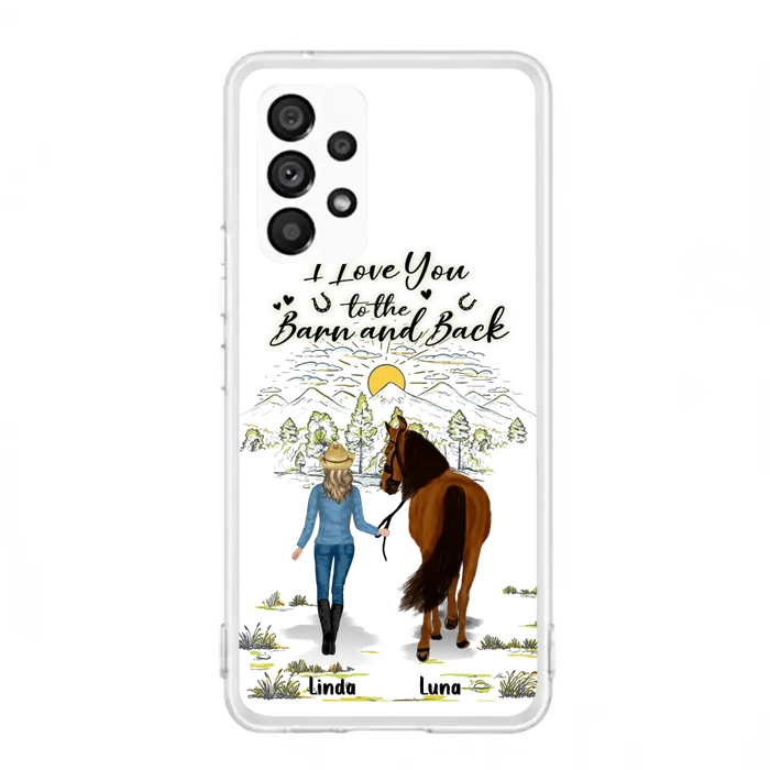 Custom Personalized Horse Girl Phone Case - Upto 6 Horses - Gift Idea for Horse Lovers - I Love You To The Barn & Back - Case for iPhone/Samsung