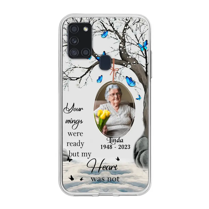 Custom Personalized Memorial Photo Phone Case - Upload Photo - Memorial Gift Idea For Family Member - Your Wings Were Ready But My Heart Was Not - Case For iPhone/Samsung