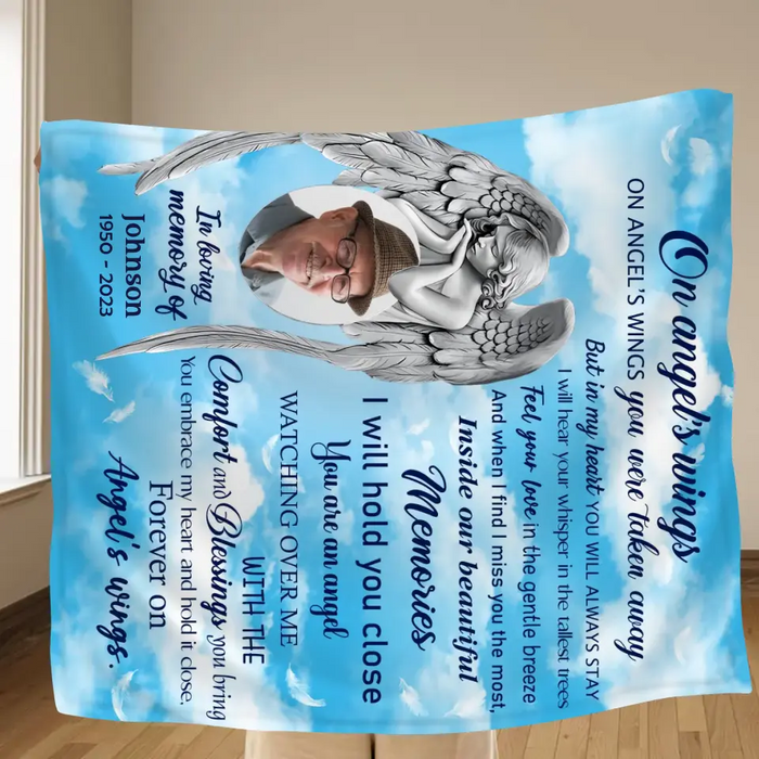 Personalized Memorial Quilt/Single Layer Fleece Blanket - Upload Photo - Memorial Gift Idea For Family Member - In My Heart You Will Always Stay