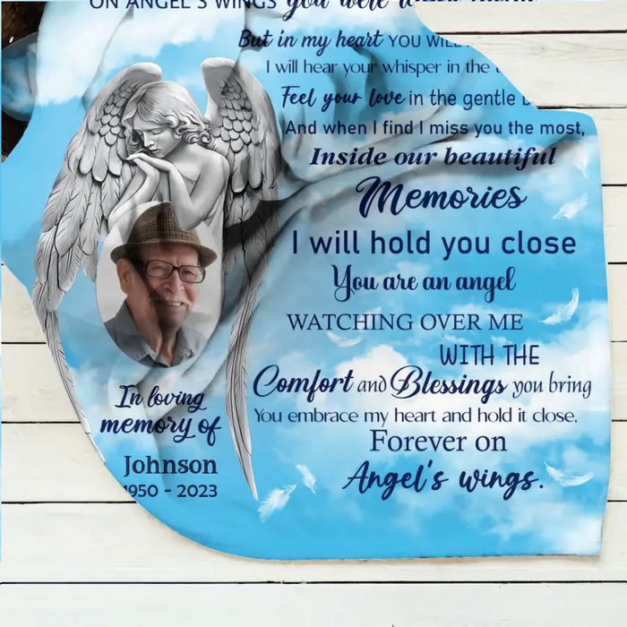 Personalized Memorial Quilt/Single Layer Fleece Blanket - Upload Photo - Memorial Gift Idea For Family Member - In My Heart You Will Always Stay