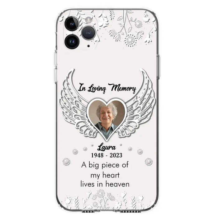 Custom Personalized Memorial Phone Case - Upload Photo - Memorial Gift Idea For Family Member - A Big Piece Of My Heart Lives In Heaven - Case For iPhone/Samsung