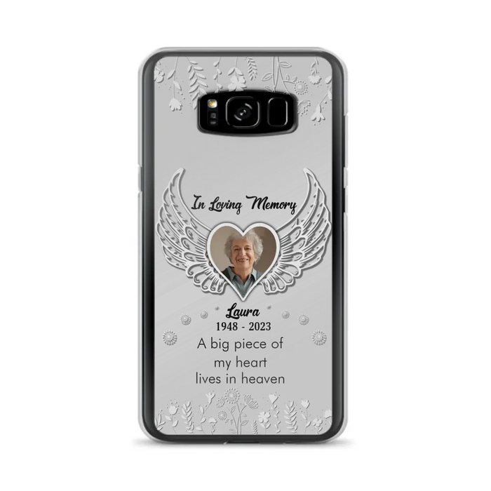 Custom Personalized Memorial Phone Case - Upload Photo - Memorial Gift Idea For Family Member - A Big Piece Of My Heart Lives In Heaven - Case For iPhone/Samsung