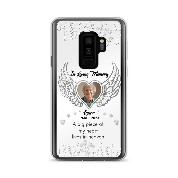 Custom Personalized Memorial Phone Case - Upload Photo - Memorial Gift Idea For Family Member - A Big Piece Of My Heart Lives In Heaven - Case For iPhone/Samsung