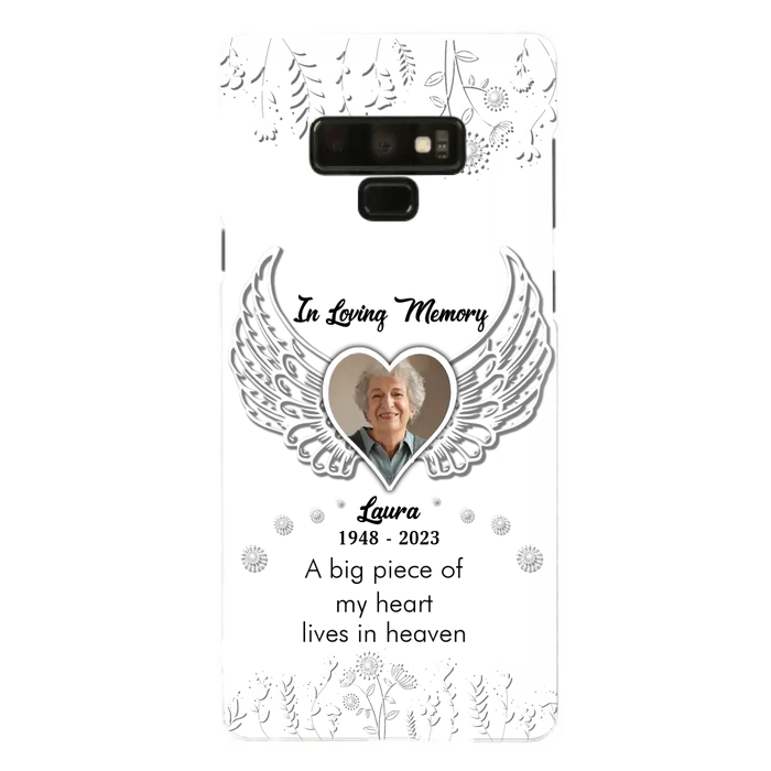 Custom Personalized Memorial Phone Case - Upload Photo - Memorial Gift Idea For Family Member - A Big Piece Of My Heart Lives In Heaven - Case For iPhone/Samsung