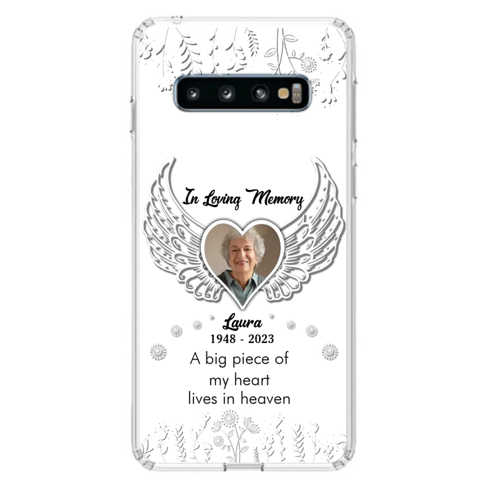 Custom Personalized Memorial Phone Case - Upload Photo - Memorial Gift Idea For Family Member - A Big Piece Of My Heart Lives In Heaven - Case For iPhone/Samsung