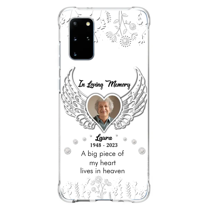 Custom Personalized Memorial Phone Case - Upload Photo - Memorial Gift Idea For Family Member - A Big Piece Of My Heart Lives In Heaven - Case For iPhone/Samsung