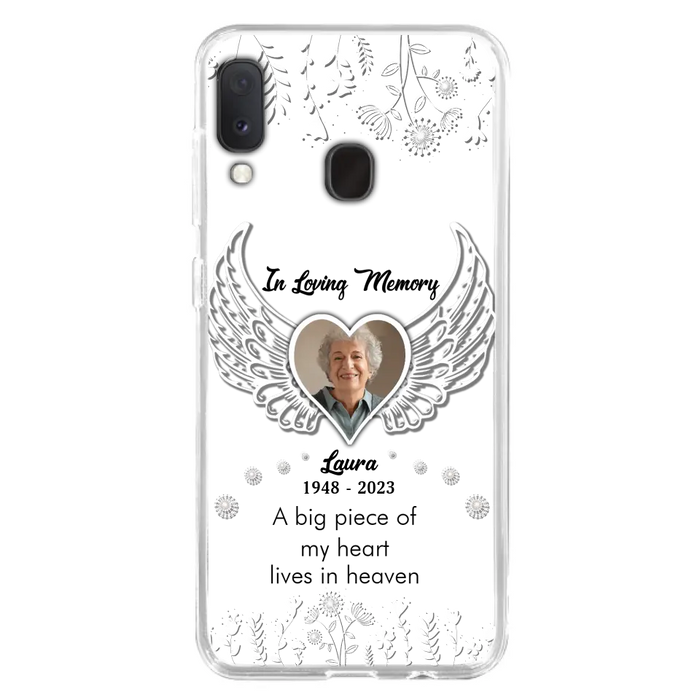 Custom Personalized Memorial Phone Case - Upload Photo - Memorial Gift Idea For Family Member - A Big Piece Of My Heart Lives In Heaven - Case For iPhone/Samsung