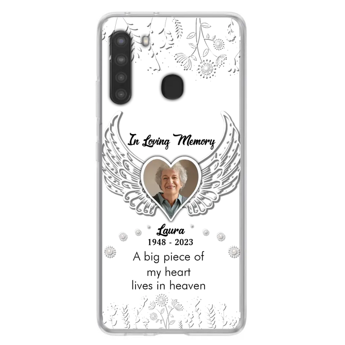 Custom Personalized Memorial Phone Case - Upload Photo - Memorial Gift Idea For Family Member - A Big Piece Of My Heart Lives In Heaven - Case For iPhone/Samsung