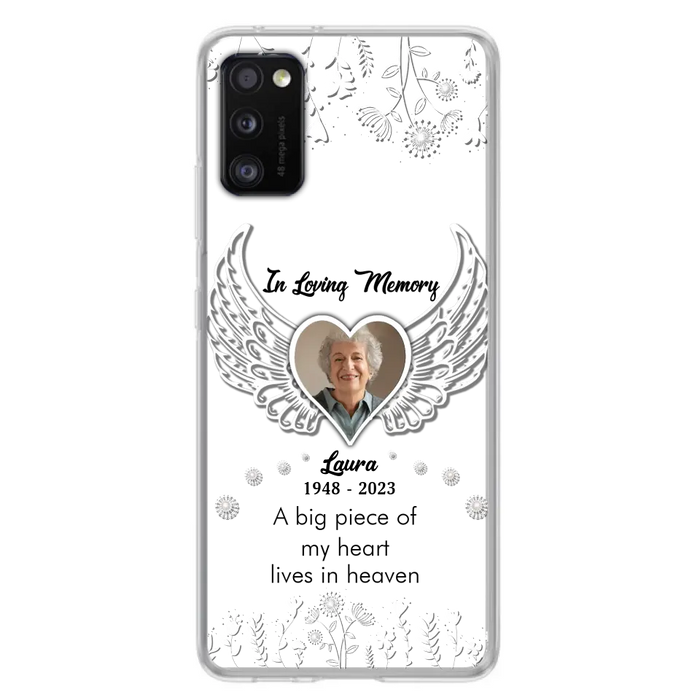 Custom Personalized Memorial Phone Case - Upload Photo - Memorial Gift Idea For Family Member - A Big Piece Of My Heart Lives In Heaven - Case For iPhone/Samsung