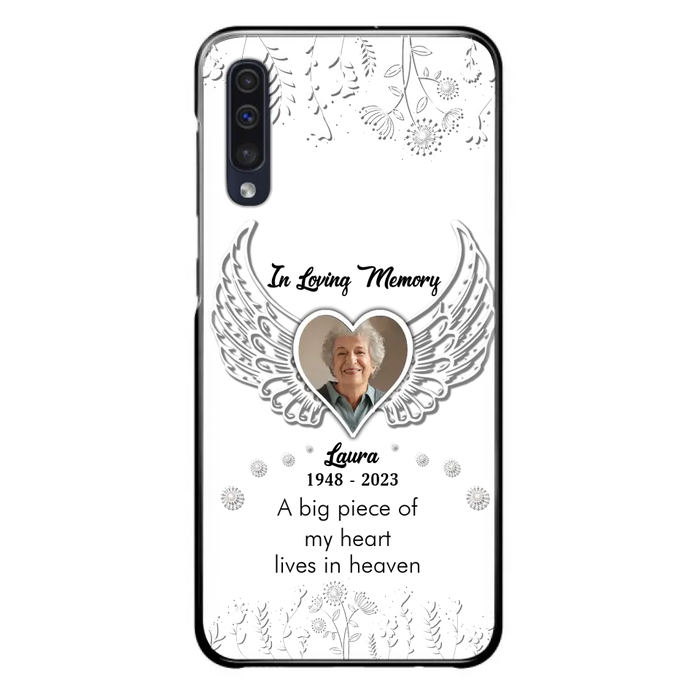 Custom Personalized Memorial Phone Case - Upload Photo - Memorial Gift Idea For Family Member - A Big Piece Of My Heart Lives In Heaven - Case For iPhone/Samsung