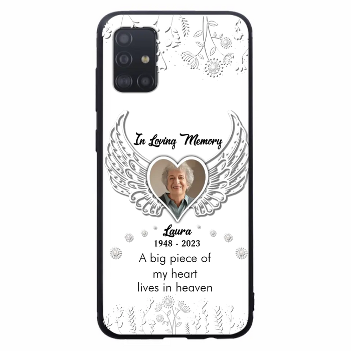 Custom Personalized Memorial Phone Case - Upload Photo - Memorial Gift Idea For Family Member - A Big Piece Of My Heart Lives In Heaven - Case For iPhone/Samsung