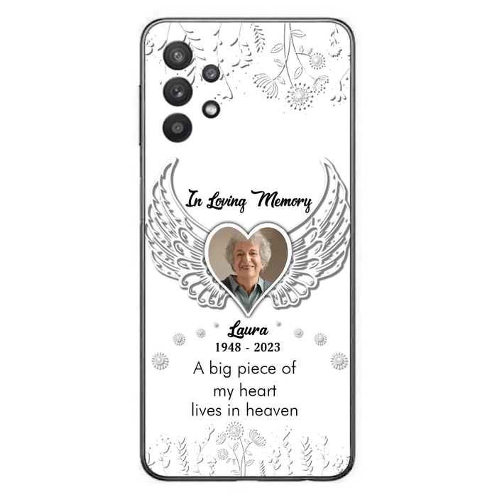 Custom Personalized Memorial Phone Case - Upload Photo - Memorial Gift Idea For Family Member - A Big Piece Of My Heart Lives In Heaven - Case For iPhone/Samsung