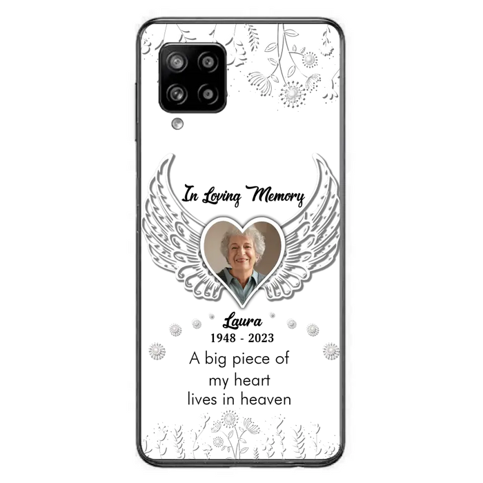 Custom Personalized Memorial Phone Case - Upload Photo - Memorial Gift Idea For Family Member - A Big Piece Of My Heart Lives In Heaven - Case For iPhone/Samsung