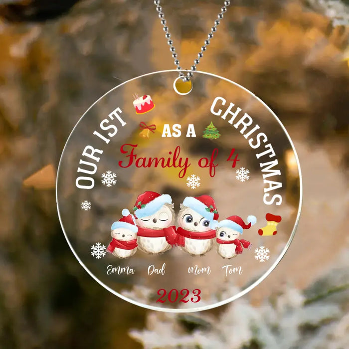 Custom Personalized Family Circle Acrylic Ornament - Christmas Gift Idea For Couple/Family - Our 1st Christmas As A Family Of 3