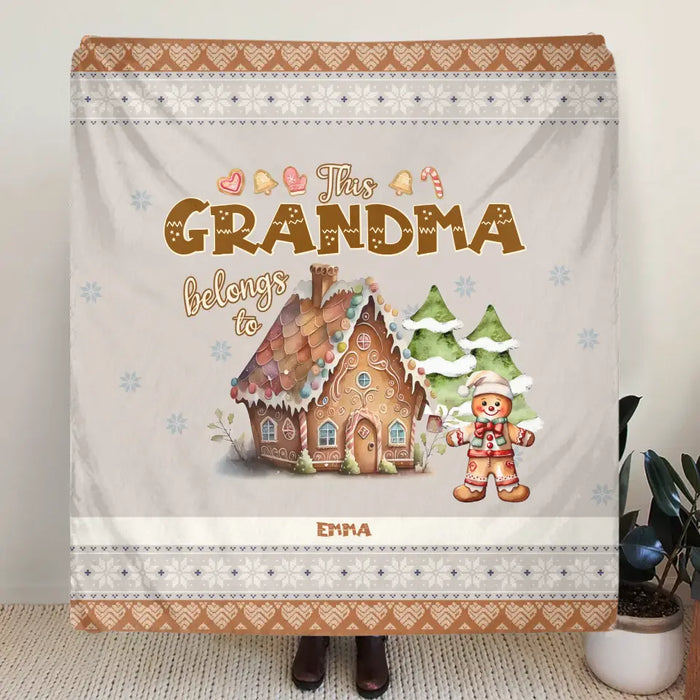 Custom Personalized Grandma's Cookies Christmas Quilt/Single Layer Fleece Blanket - Gift Idea For Grandma/Mom - Up to 10 Kids - This Grandma Belongs To