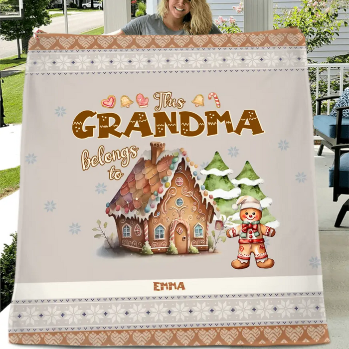 Custom Personalized Grandma's Cookies Christmas Quilt/Single Layer Fleece Blanket - Gift Idea For Grandma/Mom - Up to 10 Kids - This Grandma Belongs To