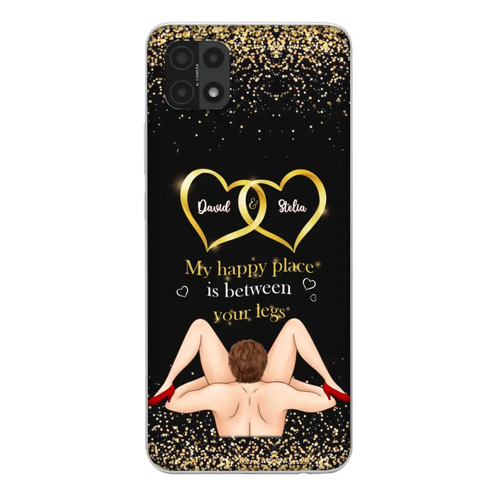 Custom Personalized Couple Phone Case - Gift Idea For Couple/Valentines Day - My Happy Place Is Between Your Legs - Case For Oppo/Xiaomi/Huawei