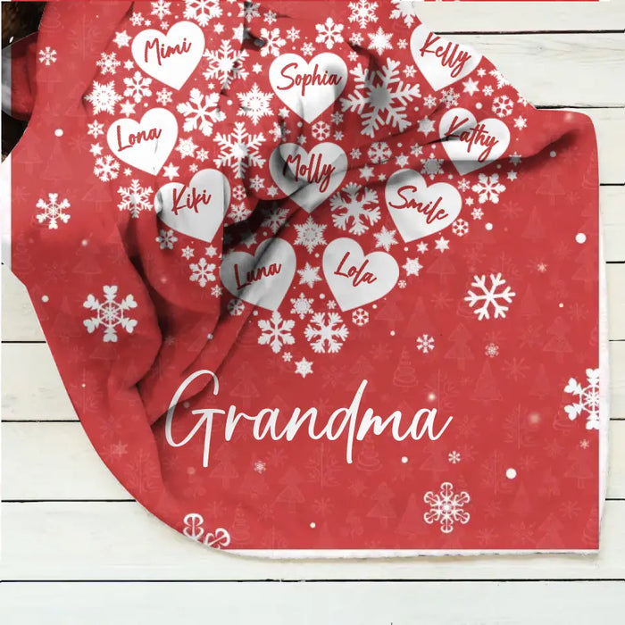 Custom Personalized Grandma Quilt/Single Layer Fleece Blanket - Gift Idea For Grandma/Christmas - Upto 10 Kids -  Grandma