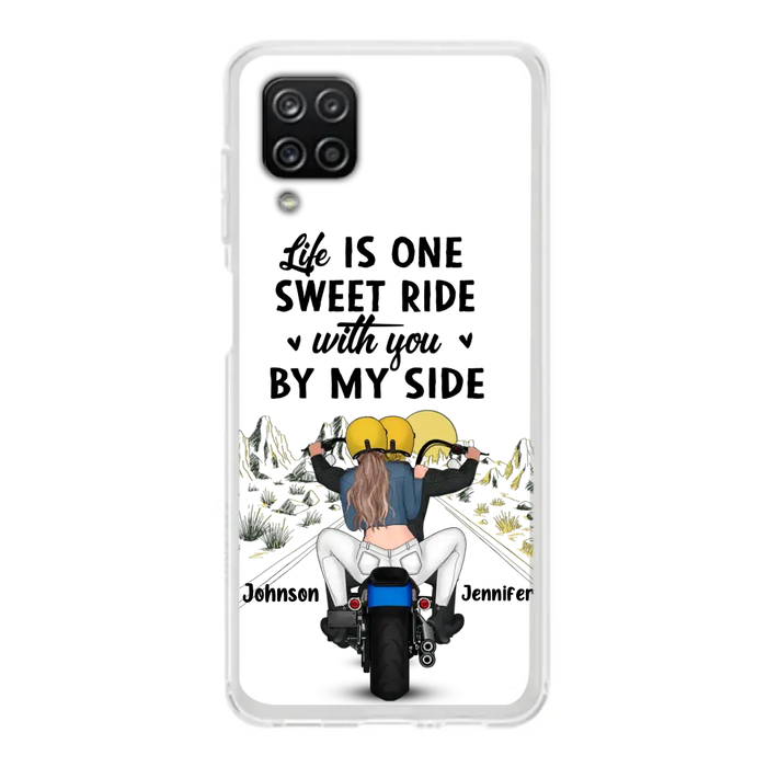 Personalized Couple Biker Phone Case - Gift Idea For Him/Gift To Husband From Wife - Life Is One Sweet Ride With You By My Side - Case For iPhone/Samsung