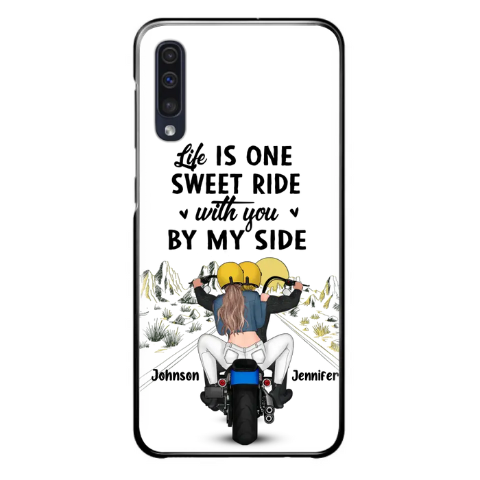 Personalized Couple Biker Phone Case - Gift Idea For Him/Gift To Husband From Wife - Life Is One Sweet Ride With You By My Side - Case For iPhone/Samsung