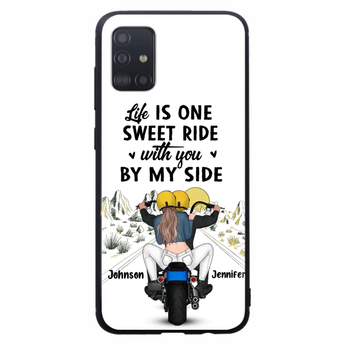 Personalized Couple Biker Phone Case - Gift Idea For Him/Gift To Husband From Wife - Life Is One Sweet Ride With You By My Side - Case For iPhone/Samsung