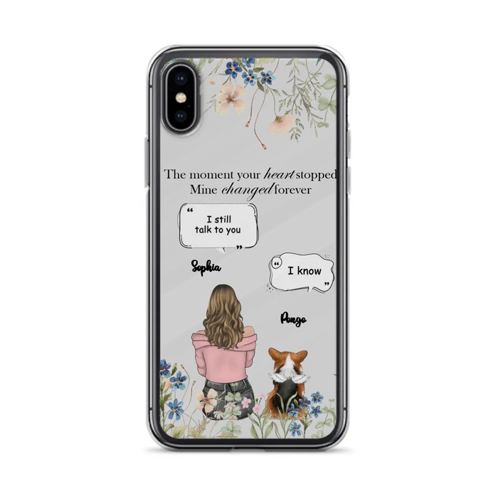 Personalized Memorial Dog Mom Phone Case - Upto 4 Dogs - Gift Idea for Dog Lovers/Owners - The Moment Your Heart Stopped Mine Changed Forever - Case For iPhone/Samsung