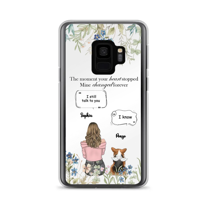 Personalized Memorial Dog Mom Phone Case - Upto 4 Dogs - Gift Idea for Dog Lovers/Owners - The Moment Your Heart Stopped Mine Changed Forever - Case For iPhone/Samsung