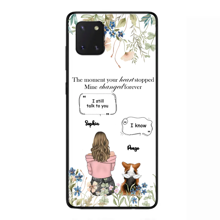 Personalized Memorial Dog Mom Phone Case - Upto 4 Dogs - Gift Idea for Dog Lovers/Owners - The Moment Your Heart Stopped Mine Changed Forever - Case For iPhone/Samsung