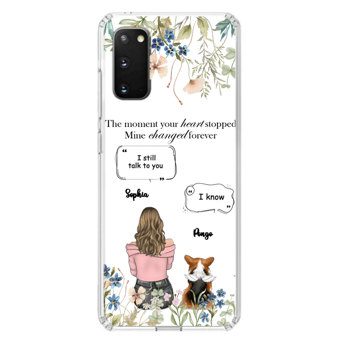 Personalized Memorial Dog Mom Phone Case - Upto 4 Dogs - Gift Idea for Dog Lovers/Owners - The Moment Your Heart Stopped Mine Changed Forever - Case For iPhone/Samsung