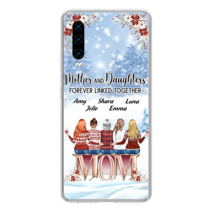 Personalized Mom Phone Case - Mother With Upto 4 Daughters - Gift Idea For Mother's Day From Daughter - Mother And Daughters Forever Linked Together - Case For Oppo/Xiaomi/Huawei