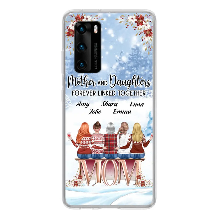 Personalized Mom Phone Case - Mother With Upto 4 Daughters - Gift Idea For Mother's Day From Daughter - Mother And Daughters Forever Linked Together - Case For Oppo/Xiaomi/Huawei