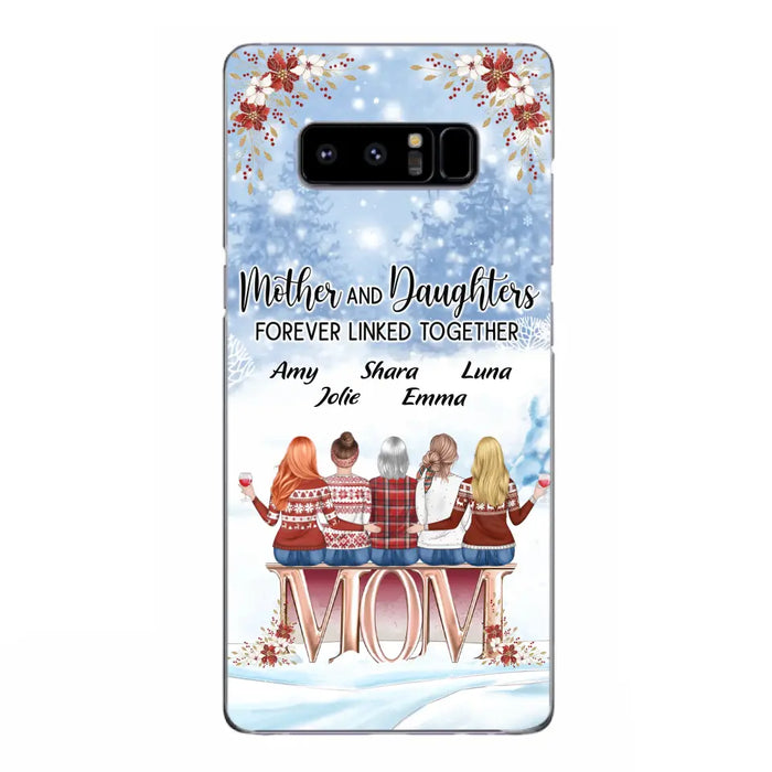 Personalized Mom Phone Case - Mother With Upto 4 Daughters - Gift Idea For Mother's Day From Daughter - Mother And Daughters Forever Linked Together - Case For iPhone/Samsung