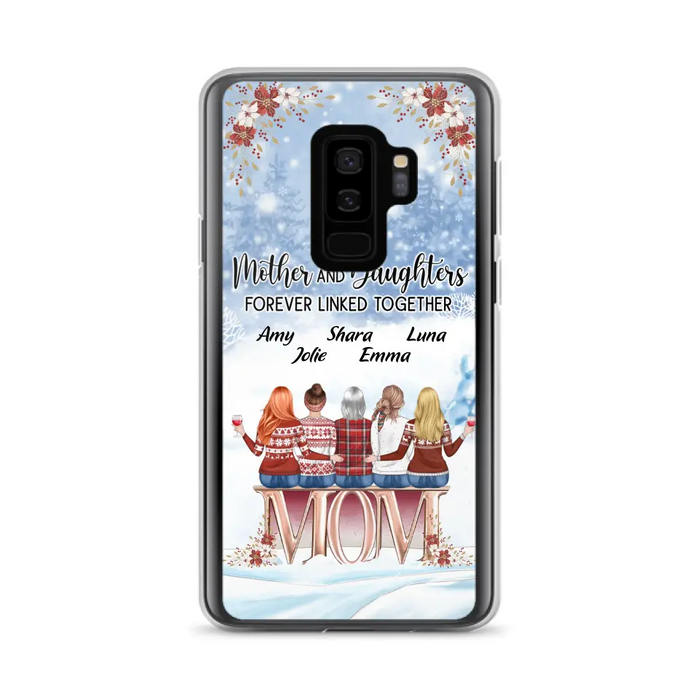 Personalized Mom Phone Case - Mother With Upto 4 Daughters - Gift Idea For Mother's Day From Daughter - Mother And Daughters Forever Linked Together - Case For iPhone/Samsung