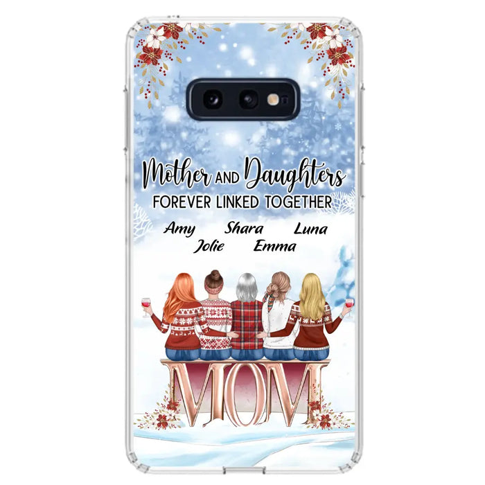 Personalized Mom Phone Case - Mother With Upto 4 Daughters - Gift Idea For Mother's Day From Daughter - Mother And Daughters Forever Linked Together - Case For iPhone/Samsung