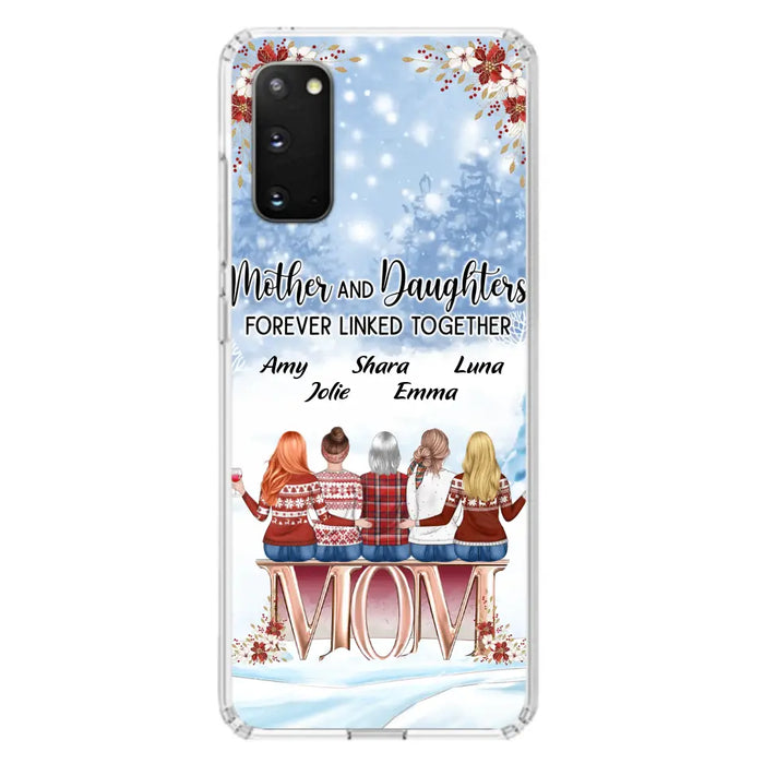 Personalized Mom Phone Case - Mother With Upto 4 Daughters - Gift Idea For Mother's Day From Daughter - Mother And Daughters Forever Linked Together - Case For iPhone/Samsung