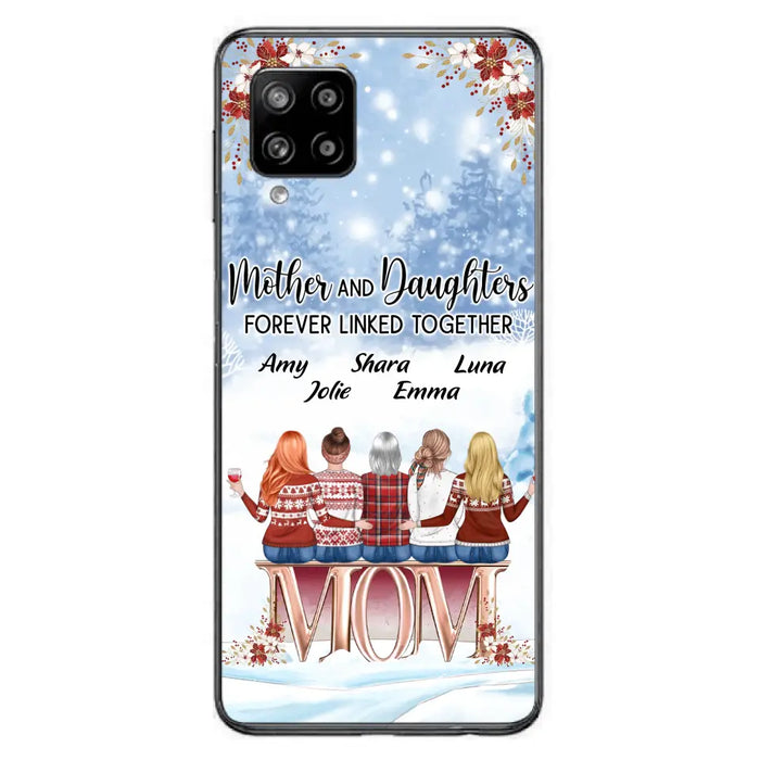 Personalized Mom Phone Case - Mother With Upto 4 Daughters - Gift Idea For Mother's Day From Daughter - Mother And Daughters Forever Linked Together - Case For iPhone/Samsung