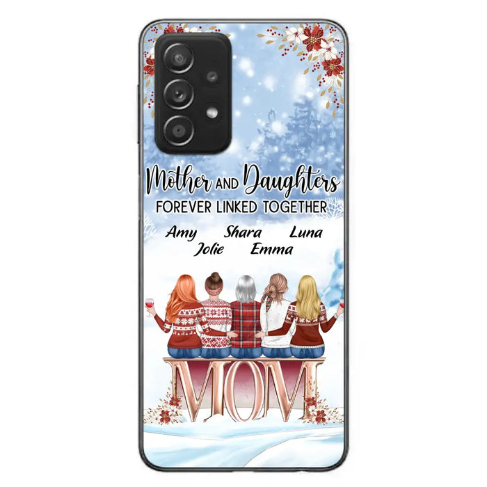 Personalized Mom Phone Case - Mother With Upto 4 Daughters - Gift Idea For Mother's Day From Daughter - Mother And Daughters Forever Linked Together - Case For iPhone/Samsung