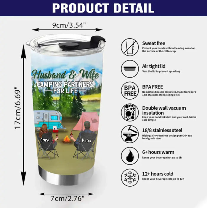 Custom Personalized Camping Tumbler - Couple With Upto 3 Pets - Gift Idea For Couple/Camping Lover - You Are The Rod To My Reel