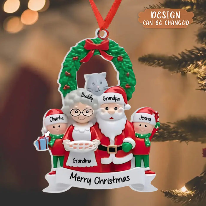 Custom Personalized Grandparents Acrylic Ornament - Upto 6 People - Christmas Gift Idea for Family/Granpa/Grandma - Merry Christmas