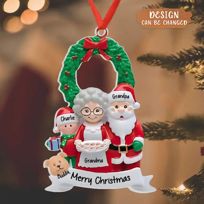 Custom Personalized Grandparents Acrylic Ornament - Upto 6 People - Christmas Gift Idea for Family/Granpa/Grandma - Merry Christmas