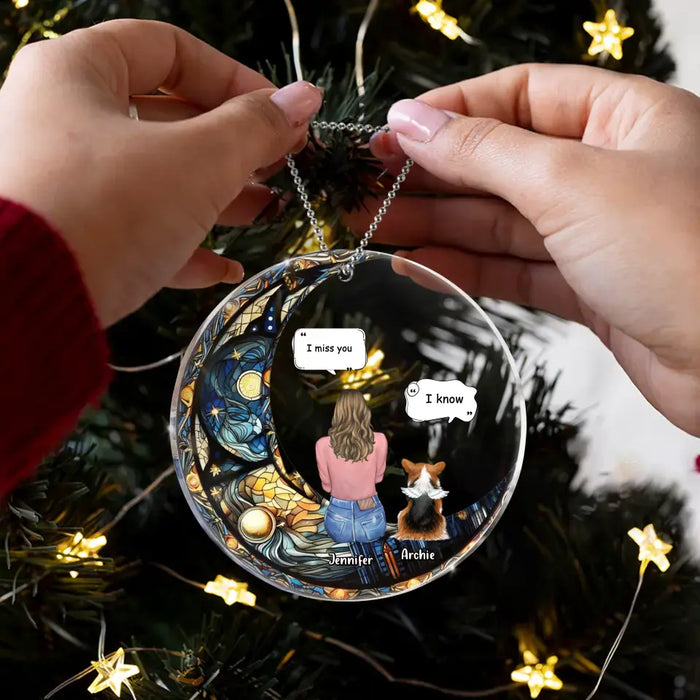 Custom Personalized Memorial Pet Circle Acrylic Ornament - Christmas Memorial Gift Idea For Dog/Cat/Rabbit Owners - I Miss You