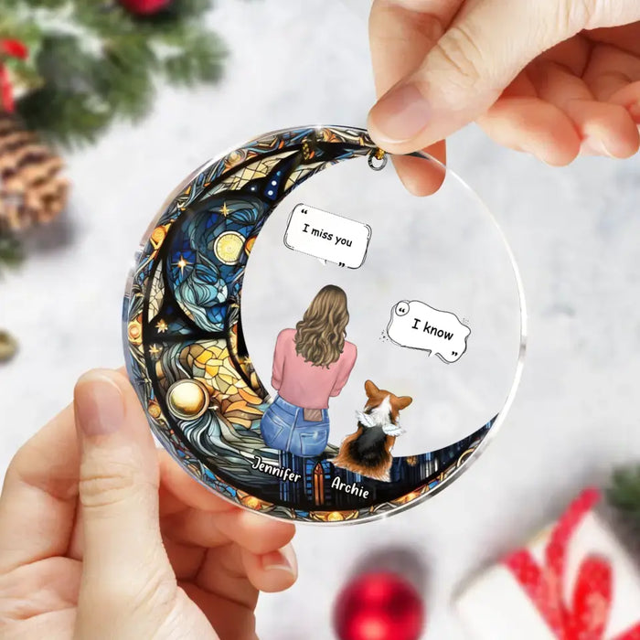 Custom Personalized Memorial Pet Circle Acrylic Ornament - Christmas Memorial Gift Idea For Dog/Cat/Rabbit Owners - I Miss You