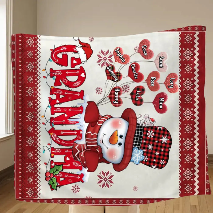 Personalized Grandma Quilt/Single Layer Fleece Blanket - Gift Idea For Grandma/Christmas - Upto 10 Grandkids -  Grandma