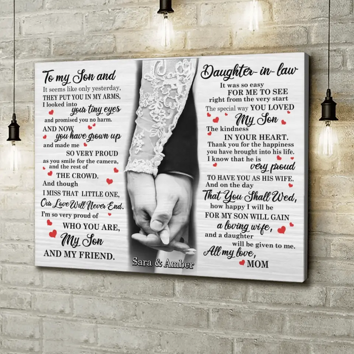 Custom Personalized Wedding Gifts For My Son And Daughter In Law Canvas - Gift For Son On Wedding Day From Mother Of Groom