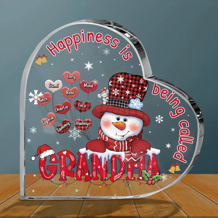 Personalized Grandma Crystal Heart - Gift Idea For Grandma/Christmas - Upto 10 Grandkids - Happiness Is Being Called Grandma