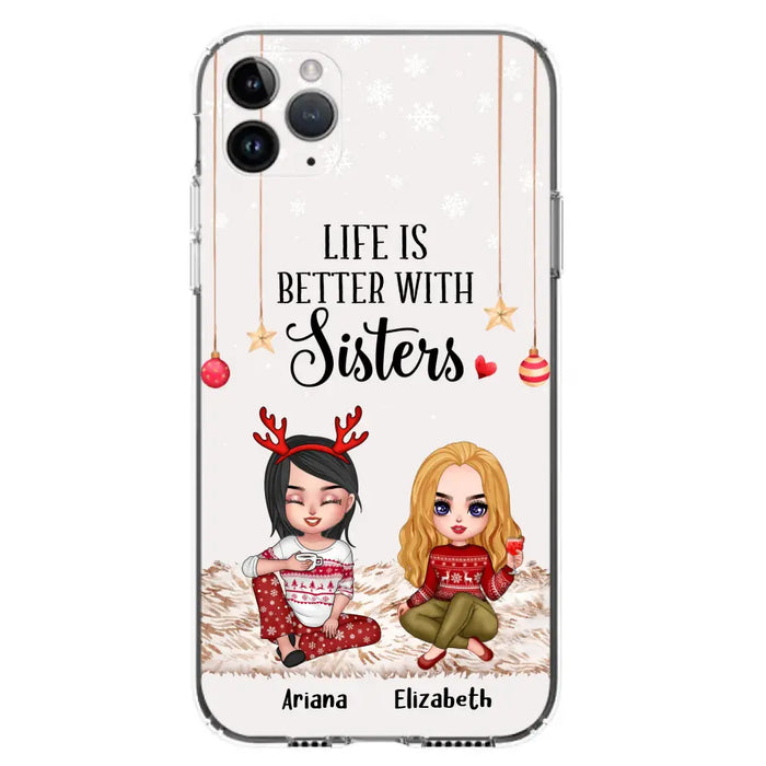 Custom Personalized Besties Phone Case - Gift Idea For Friends/Sisters/Besties - Life Is Better With Sisters - Upto 5 People - Case For iPhone/Samsung